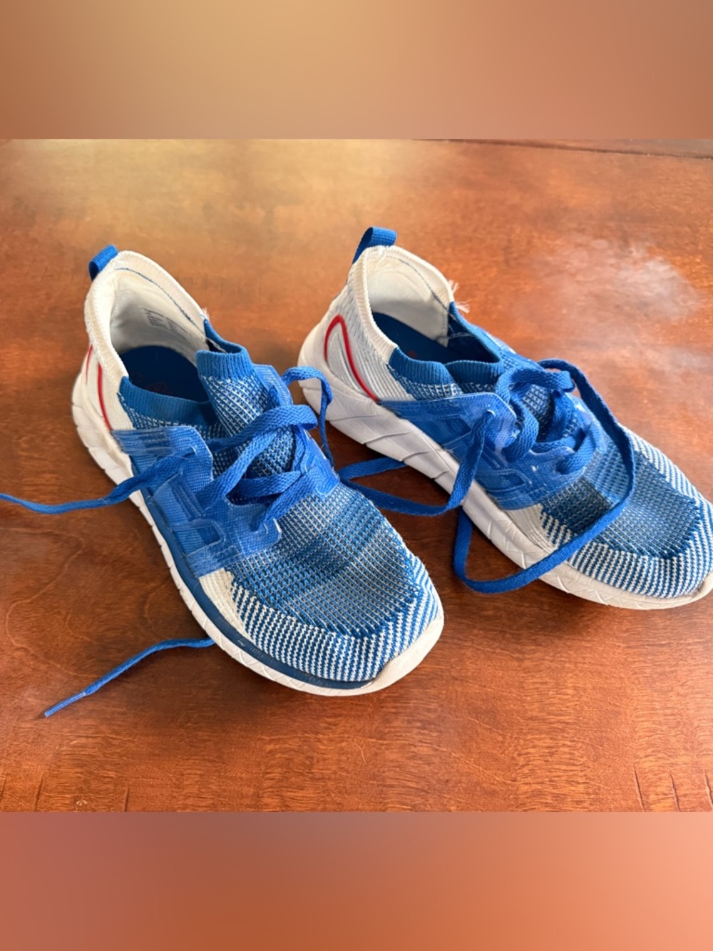 Kids Blue Knit Lace-Up Sneakers